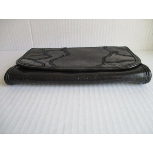 *Clemente Black 2-Way Clutch Retile Patch Accents Envelope Foldover - Picture 5 of 5